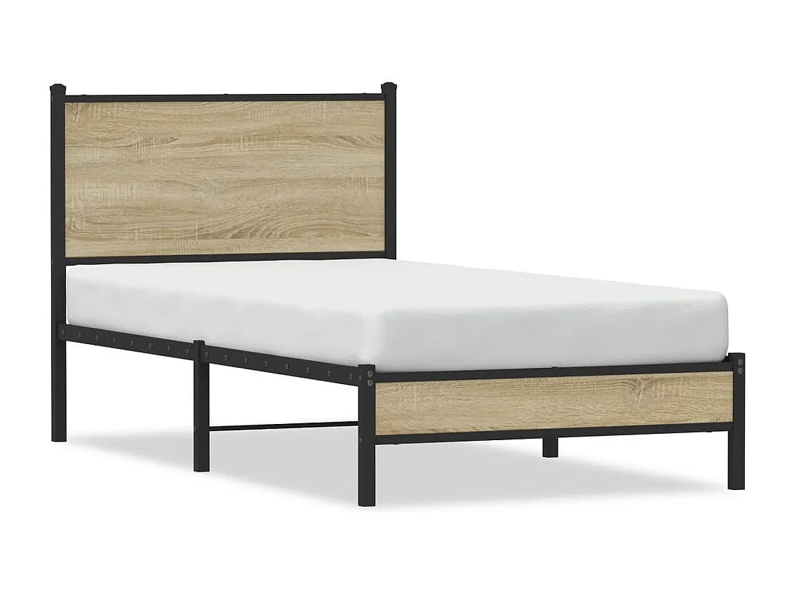 Bedframe zonder matras metaal sonoma eikenkleurig 75x190 cm