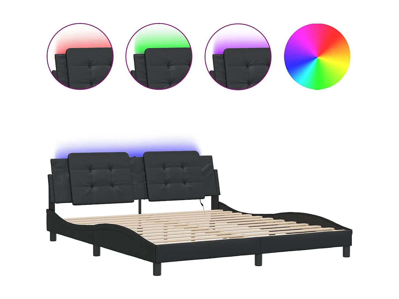 Bedframe met LED zonder matras "Zadar" zwart 180x200 cm