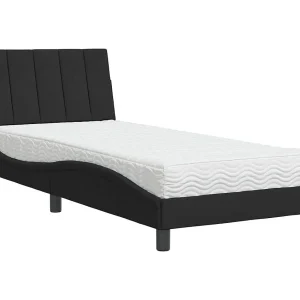 Bed met matras "Hanko" fluweel zwart 80×200 cm