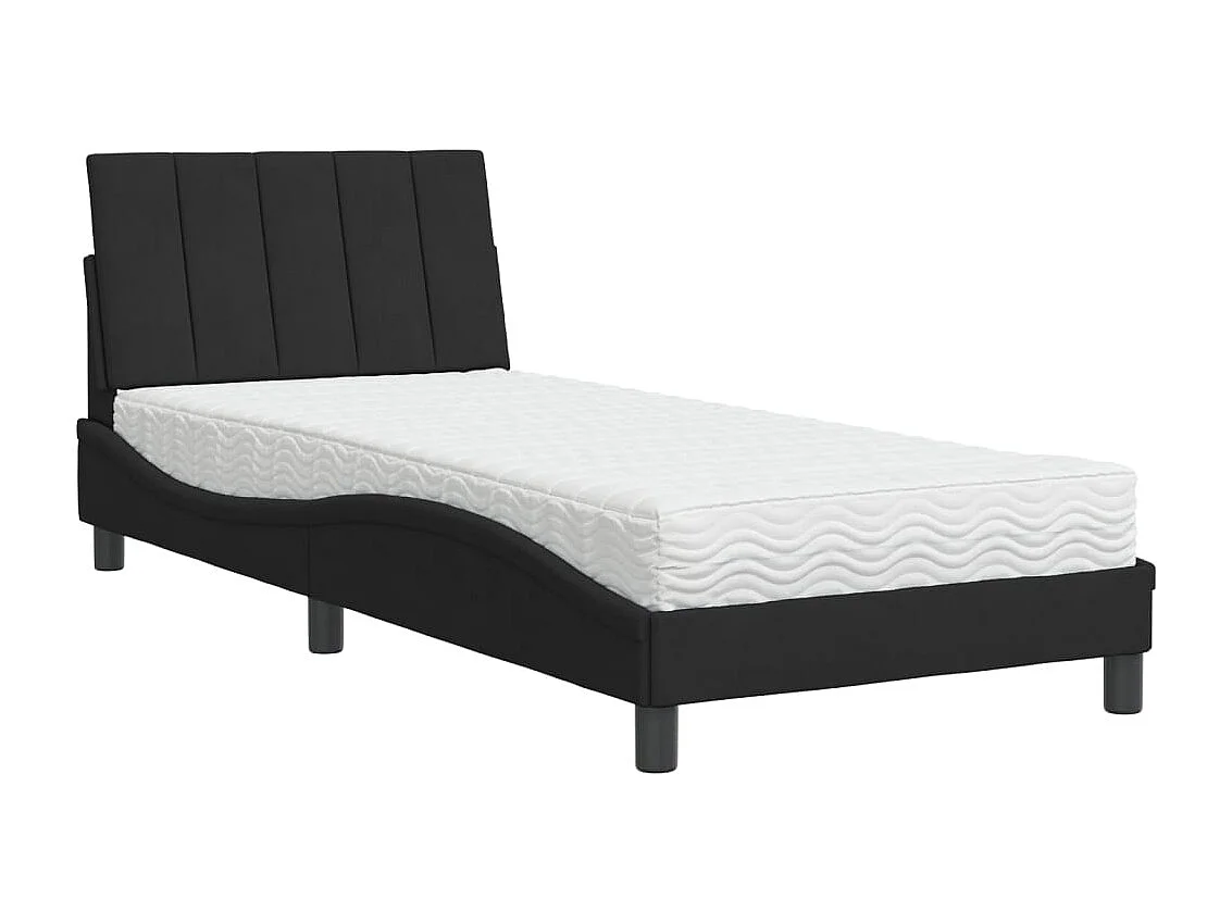 Bed met matras "Hanko" fluweel zwart 80x200 cm