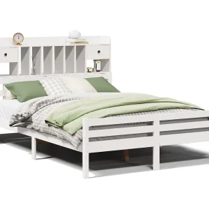 Bed met boekenkast zonder matras grenenhout wit 150×200 cm Bed met boekenkast zonder matras grenenhout wit 150×200 cm