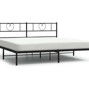 Bedframe met hoofdbord metaal zwart 193×203 cm Bedframe met hoofdbord metaal zwart 193×203 cm