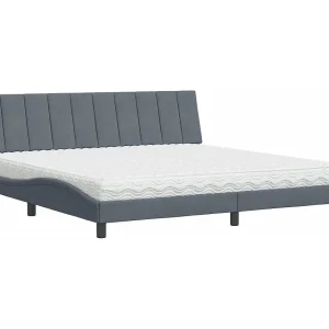 Bed met matras "Hanko" fluweel donkergrijs 200×200 cm