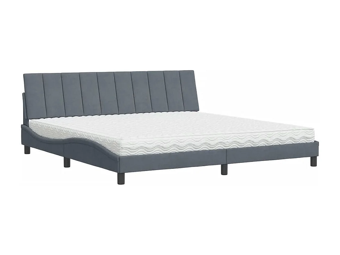Bed met matras "Hanko" fluweel donkergrijs 200x200 cm