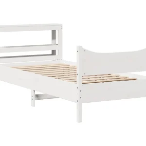 Bedframe met hoofdbord massief grenenhout wit 90×200 cm Bedframe met hoofdbord massief grenenhout wit 90×200 cm