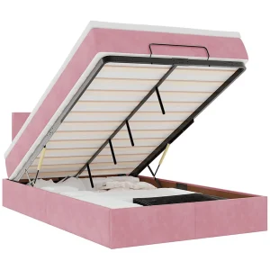 Bed poef met matras 120×190 cm fluweel roze