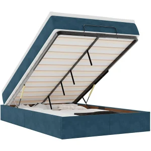 Bed poef met matras 120×190 cm fluweel donkerblauw Bed poef met matras 120×190 cm fluweel donkerblauw