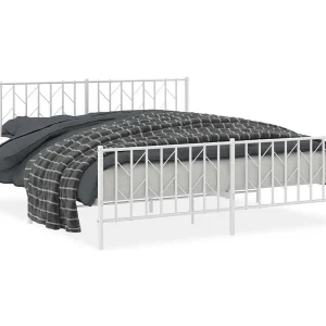 Bedframe met hoofd- en voeteneinde metaal wit 183×213 cm Bedframe met hoofd- en voeteneinde metaal wit 183×213 cm