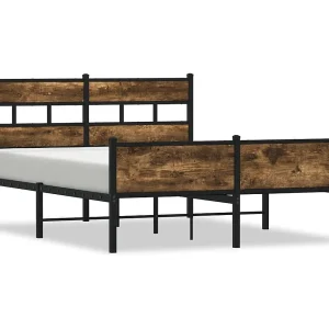 Bedframe zonder matras hout gerookt eikenkleurig 150×200 cm Bedframe zonder matras hout gerookt eikenkleurig 150×200 cm