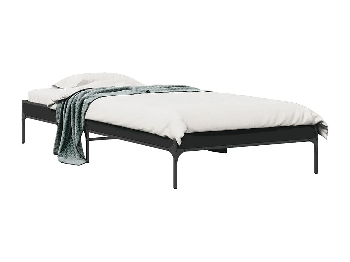 Bedframe bewerkt hout en metaal zwart 90x200 cm
