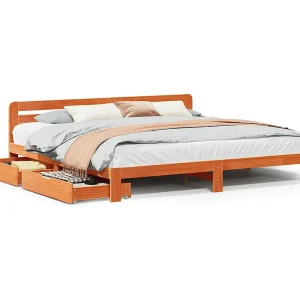 Bedframe zonder matras massief grenenhout wasbruin 180×200 cm