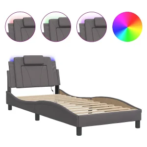 Bedframe "Viana" met LED zonder matras grijs 90×200 cm Bedframe "Viana" met LED zonder matras grijs 90×200 cm