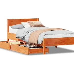 Bedframe zonder matras massief grenenhout wasbruin 100×200 cm Bedframe zonder matras massief grenenhout wasbruin 100×200 cm