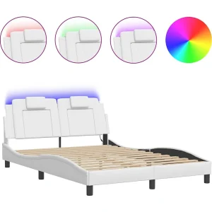 Bedframe "Viana" met LED zonder matras wit 120×200 cm Bedframe "Viana" met LED zonder matras wit 120×200 cm