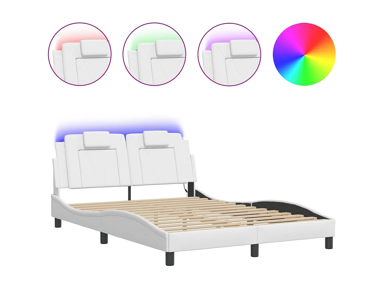 Bedframe "Viana" met LED zonder matras wit 120x200 cm