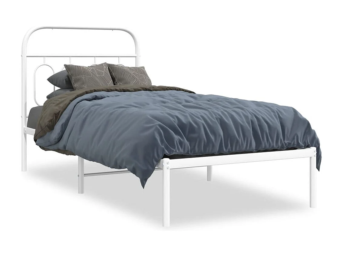 Bedframe met hoofdbord metaal wit 80x200 cm