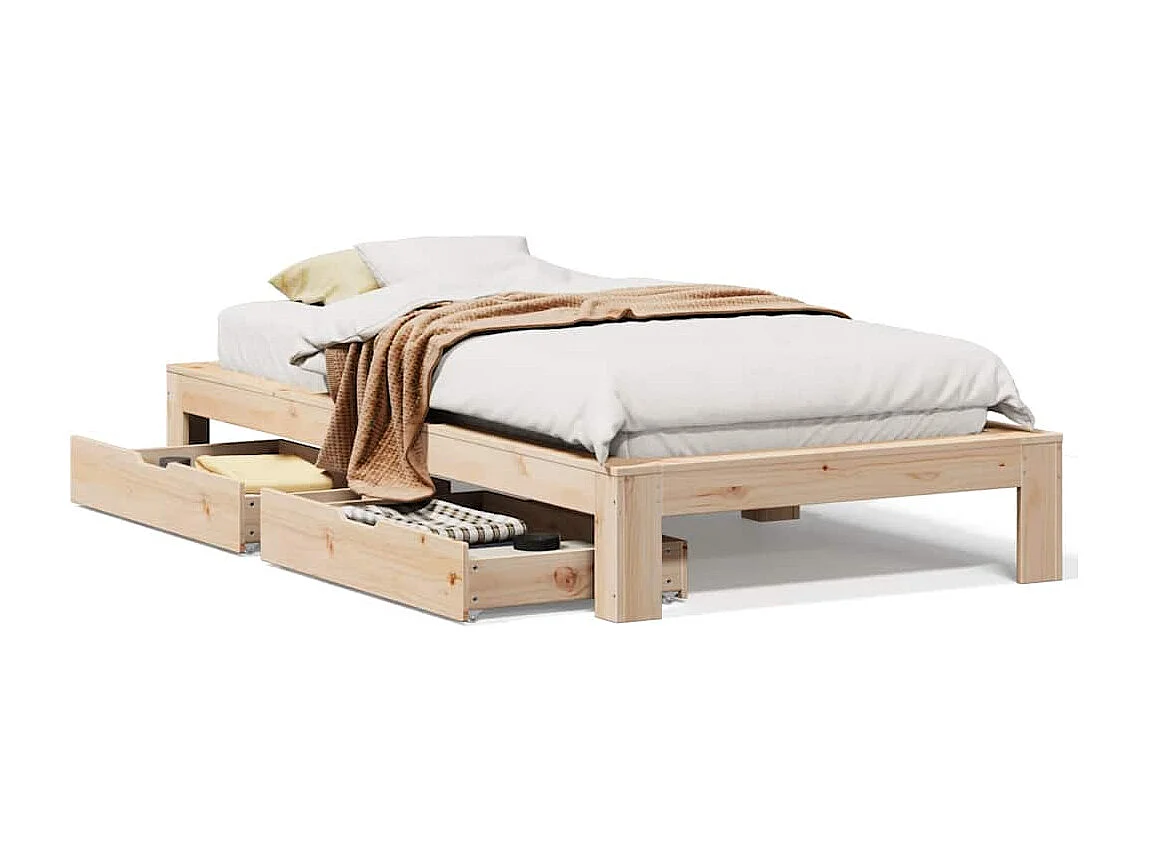 Bedframe zonder matras massief grenenhout 75x190 cm