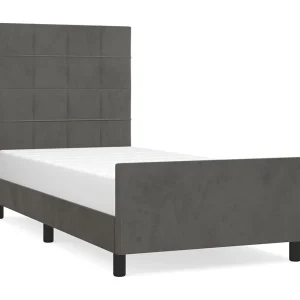 Bedframe zonder matras 90×200 cm fluweel donkergrijs Bedframe zonder matras 90×200 cm fluweel donkergrijs