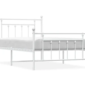 Bedframe met hoofd- en voeteneinde metaal wit 100×200 cm Bedframe met hoofd- en voeteneinde metaal wit 100×200 cm