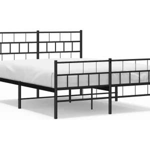 Bedframe met hoofd- en voeteneinde metaal zwart 140×190 cm