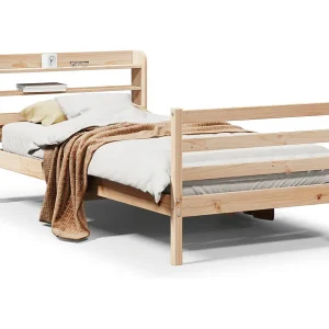 Bedframe met hoofdbord massief grenenhout 100×200 cm
