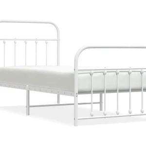 Bedframe met hoofd- en voeteneinde metaal wit 90×200 cm Bedframe met hoofd- en voeteneinde metaal wit 90×200 cm