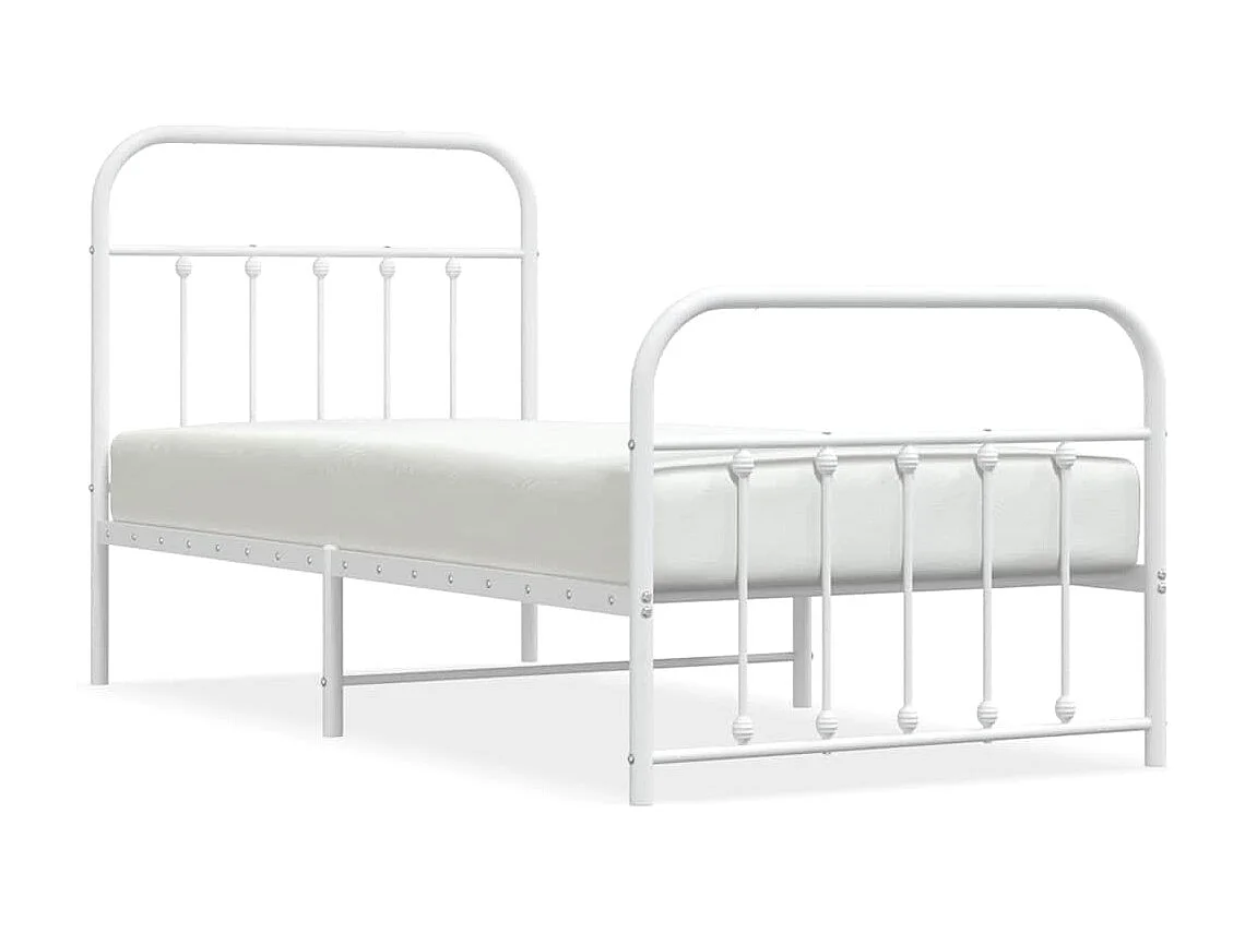 Bedframe met hoofd- en voeteneinde metaal wit 90x200 cm