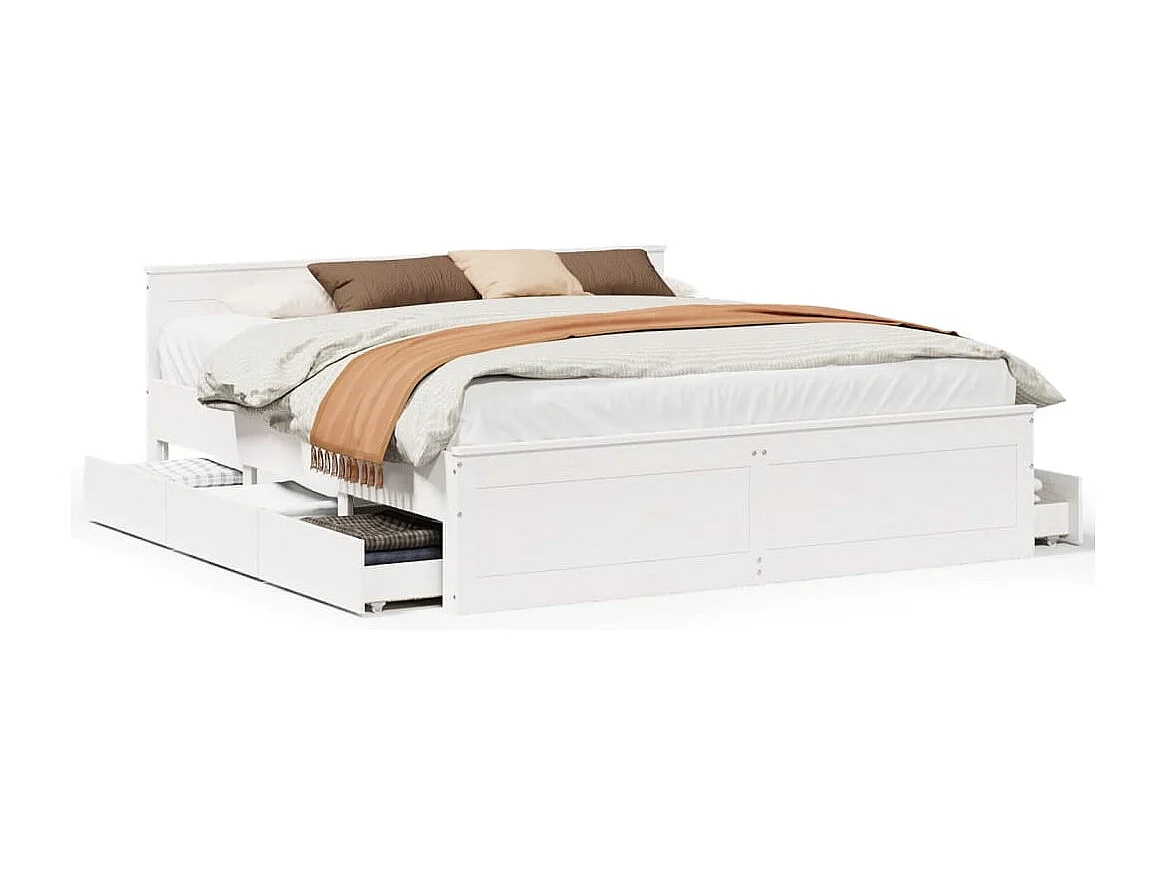 Bedframe zonder matras met hoofdbord grenenhout wit 200x200 cm