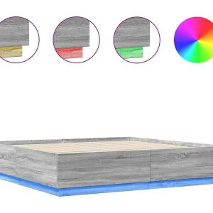 Bedframe met LED-verlichting grijs sonoma eiken 180×200 cm Bedframe met LED-verlichting grijs sonoma eiken 180×200 cm