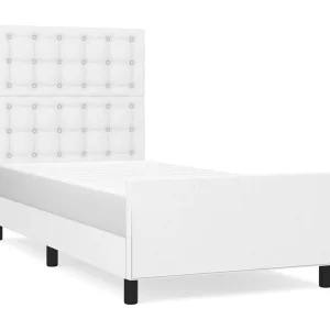 Bedframe met hoofdbord kunstleer wit 100×200 cm Bedframe met hoofdbord kunstleer wit 100×200 cm