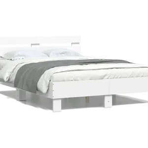 Bedframe met hoofdeinde bewerkt hout wit 120×190 cm Bedframe met hoofdeinde bewerkt hout wit 120×190 cm