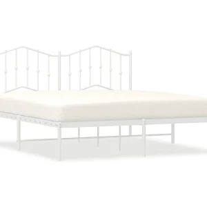 Bedframe met hoofdbord metaal wit 183×213 cm Bedframe met hoofdbord metaal wit 183×213 cm