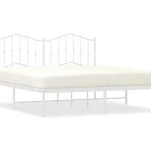 Bedframe met hoofdbord metaal wit 160×200 cm Bedframe met hoofdbord metaal wit 160×200 cm