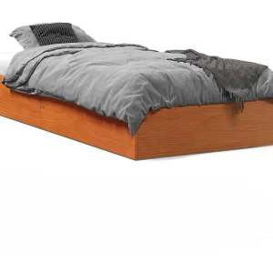 Bedframe zonder matras massief grenenhout wasbruin 90×190 cm Bedframe zonder matras massief grenenhout wasbruin 90×190 cm