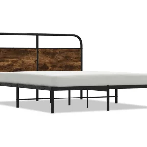 Bedframe zonder matras bewerkt hout gerookt eiken 120×190 cm Bedframe zonder matras bewerkt hout gerookt eiken 120×190 cm