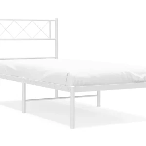 Bedframe met hoofdbord metaal wit 107×203 cm Bedframe met hoofdbord metaal wit 107×203 cm