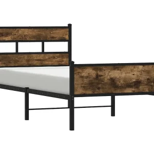 Bedframe zonder matras hout gerookt eikenkleurig 80×200 cm Bedframe zonder matras hout gerookt eikenkleurig 80×200 cm