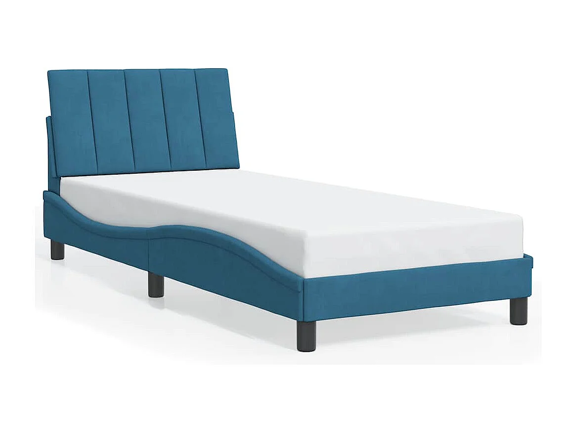 Bedframe zonder matras "Hanko" fluweel blauw 80x200 cm