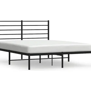Bedframe met hoofdbord metaal zwart 120×200 cm