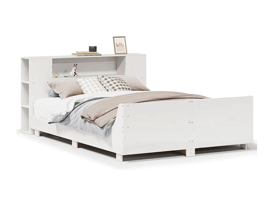 Bedframe zonder matras massief grenenhout wit 140x190 cm