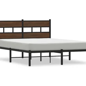 Bedframe met hoofdbord zonder matras bruin eiken 160×200 cm Bedframe met hoofdbord zonder matras bruin eiken 160×200 cm