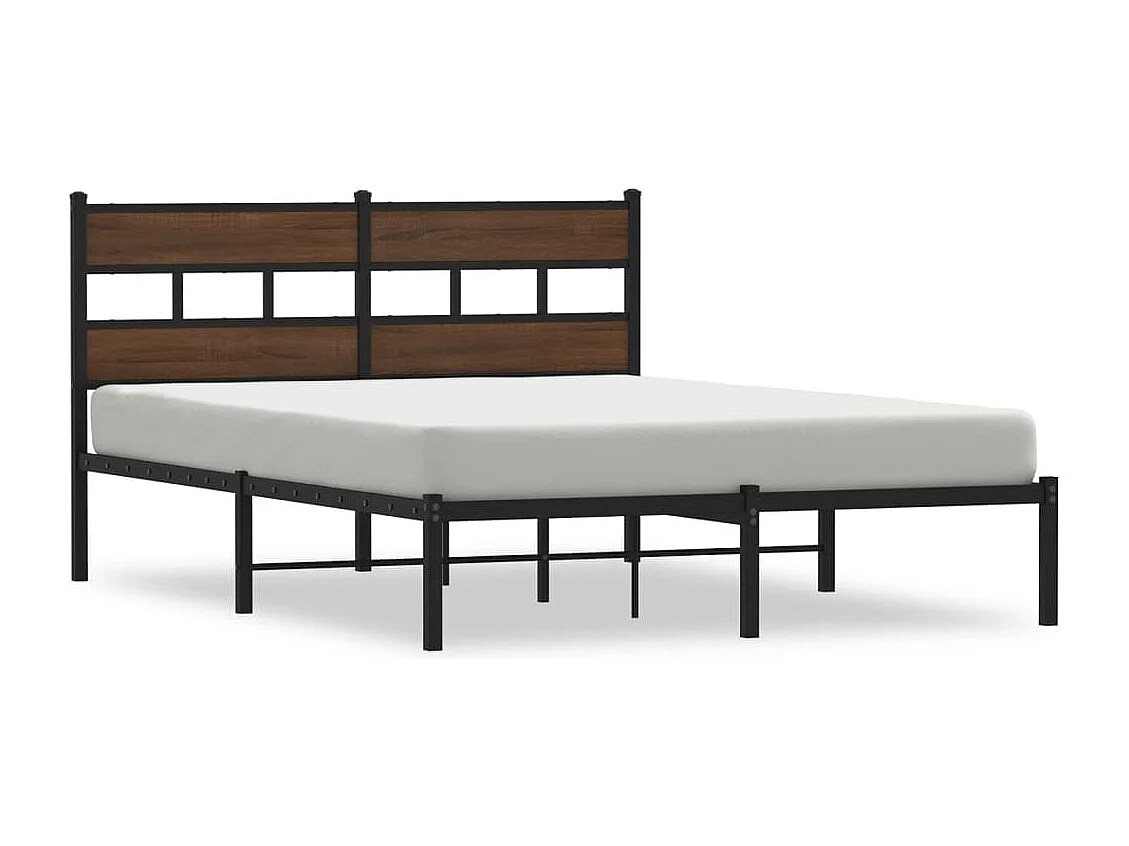 Bedframe met hoofdbord zonder matras bruin eiken 160x200 cm