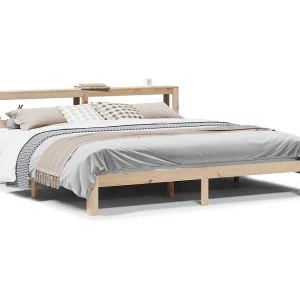 Bedframe met hoofdbord massief grenenhout 200×200 cm Bedframe met hoofdbord massief grenenhout 200×200 cm