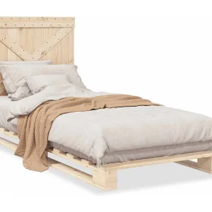 Bedframe met hoofdbord massief grenenhout 90×200 cm Bedframe met hoofdbord massief grenenhout 90×200 cm