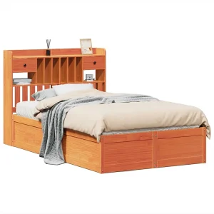 Bedframe zonder matras massief grenenhout wasbruin 135×190 cm Bedframe zonder matras massief grenenhout wasbruin 135×190 cm