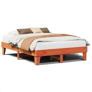 Bedframe zonder matras massief grenenhout wasbruin 150×200 cm Bedframe zonder matras massief grenenhout wasbruin 150×200 cm