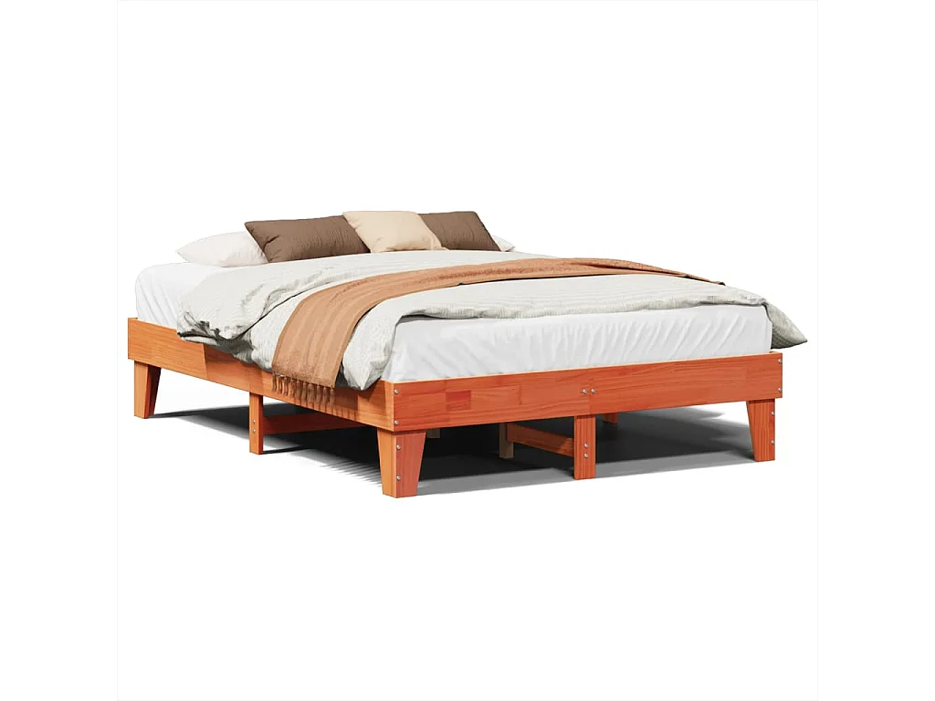 Bedframe zonder matras massief grenenhout wasbruin 150x200 cm