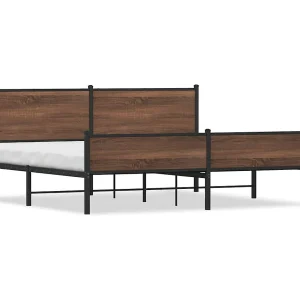 Bedframe zonder matras metaal bruin eikenkleurig 200×200 cm Bedframe zonder matras metaal bruin eikenkleurig 200×200 cm