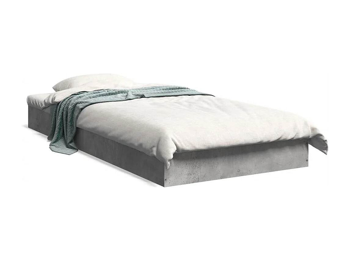 Bedframe bewerkt hout betongrijs 75x190 cm