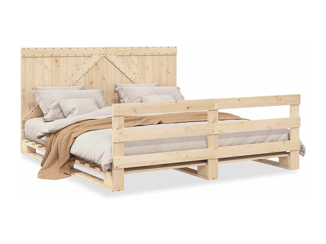 Bedframe met hoofdbord massief grenenhout 200x200 cm